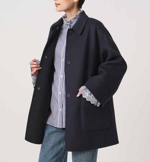 UNITED ARROWS「バイカラー リバー ステンカラー コート」|ステンカラーコート|