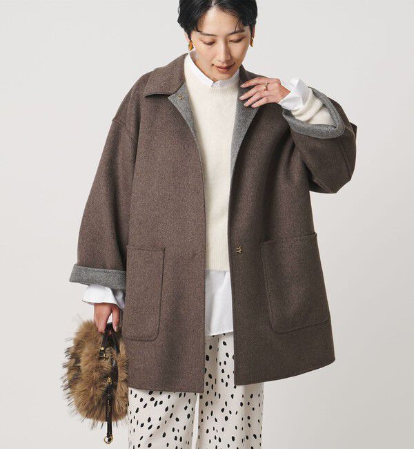 UNITED ARROWS「バイカラー リバー ステンカラー コート」|ステンカラーコート|