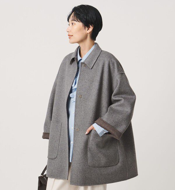 UNITED ARROWS「バイカラー リバー ステンカラー コート」|ステンカラーコート|