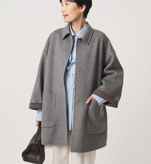 UNITED ARROWS「バイカラー リバー ステンカラー コート」|ステンカラーコート|