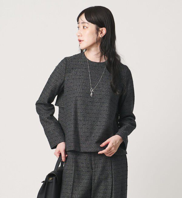 UNITED ARROWS「ツイードライク バック フレア ブラウス」|シャツ・ブラウス|
