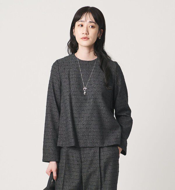 UNITED ARROWS「ツイードライク バック フレア ブラウス」|シャツ・ブラウス|