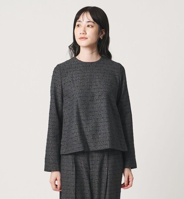 UNITED ARROWS「ツイードライク バック フレア ブラウス」|シャツ・ブラウス|