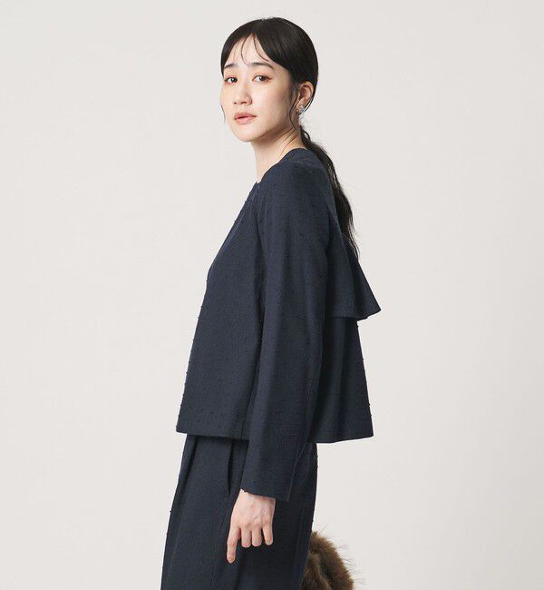 UNITED ARROWS「ツイードライク バック フレア ブラウス」|シャツ・ブラウス|NAVY