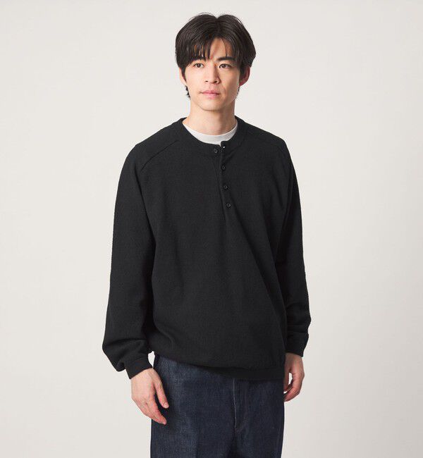 UNITED ARROWS green label relaxing「ブークレ サドル ヘンリーネック 長袖 ニット」|ニット・セーター|