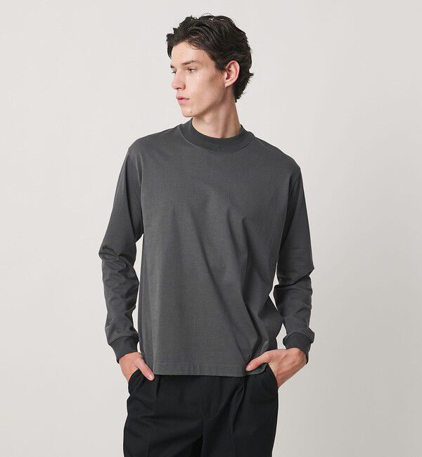 UNITED ARROWS「ALBINI オーガニックコットン モックネック ロングスリーブ Tシャツ 抗菌防臭」|Tシャツ・カットソー|