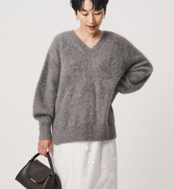 UNITED ARROWS「フォックスカシミヤ Vネック ニット」|ニット・セーター|MD.GRAY