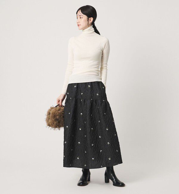 UNITED ARROWS「フクレ フラワー ジャガード スカート」|フレア|