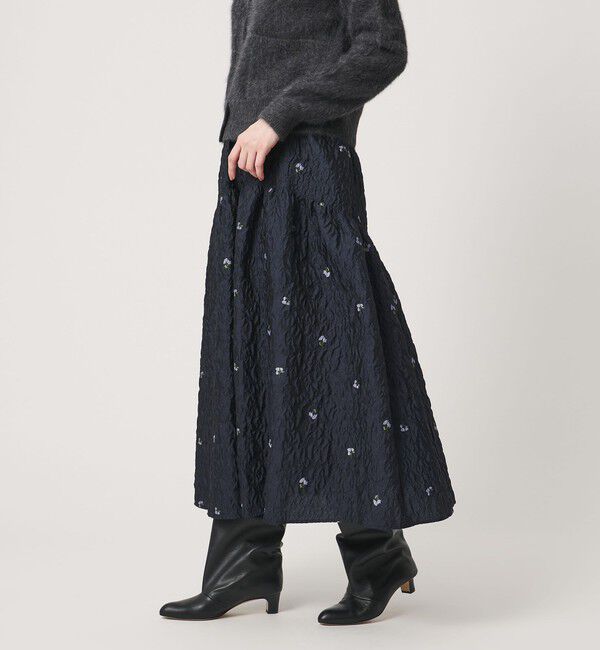 UNITED ARROWS「フクレ フラワー ジャガード スカート」|フレア|