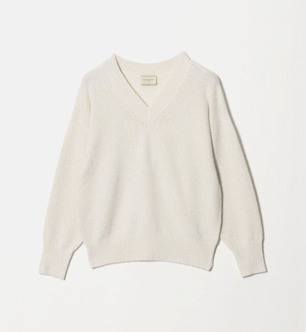 UNITED ARROWS「フォックス ウール ラメ Vネック ニット」|ニット・セーター|OFF WHITE