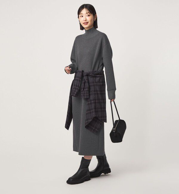 UNITED ARROWS green label relaxing「［size SHORTあり］ダンボール ハイネック ワンピース」|ワンピース|