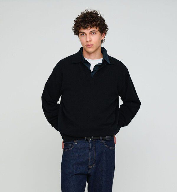 UNITED ARROWS green label relaxing「FINE BASIC カシミヤ スキッパー ポロニット」|ニット・セーター|