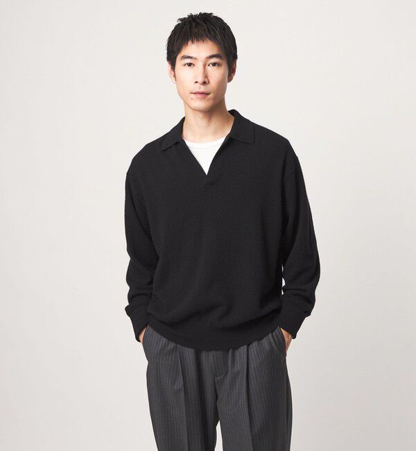 UNITED ARROWS green label relaxing「FINE BASIC カシミヤ スキッパー ポロニット」|ニット・セーター|