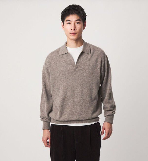 UNITED ARROWS green label relaxing「FINE BASIC カシミヤ スキッパー ポロニット」|ニット・セーター|