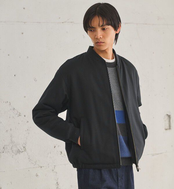 UNITED ARROWS green label relaxing「サキソニー パデッド ジップ ブルゾン -撥水-」|ブルゾン・スタジャン|BLACK