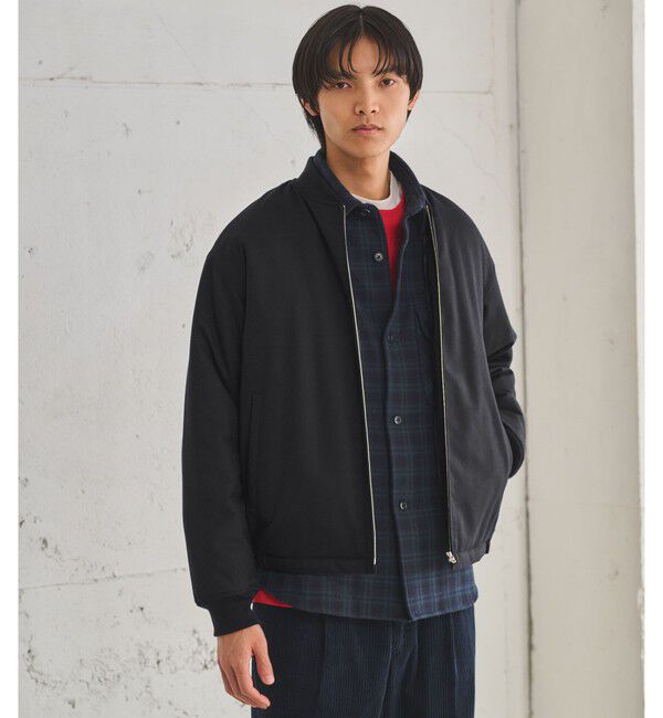 UNITED ARROWS green label relaxing「サキソニー パデッド ジップ ブルゾン -撥水-」|ブルゾン・スタジャン|NAVY
