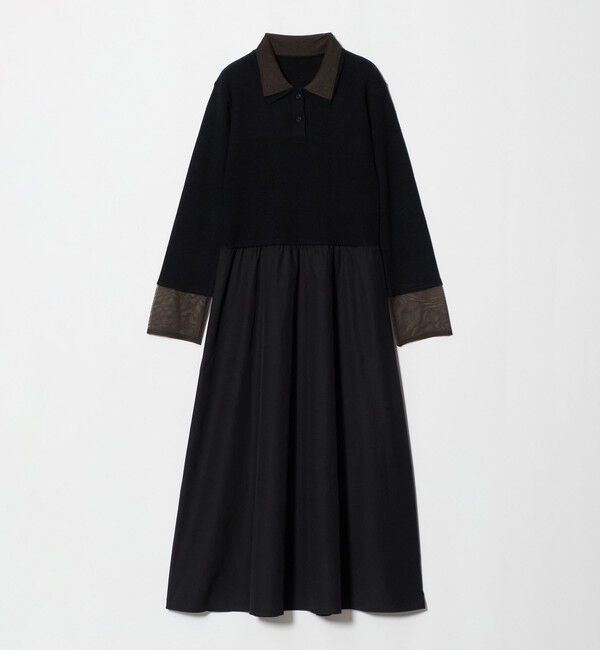 UNITED ARROWS green label relaxing「ポロニット ドッキング ワンピース」|ワンピース|BLACK