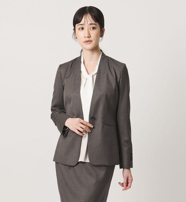 UNITED ARROWS「Vitale Barberis Canonico ノーラペル ジャケット」|ノーカラージャケット|DK.BROWN