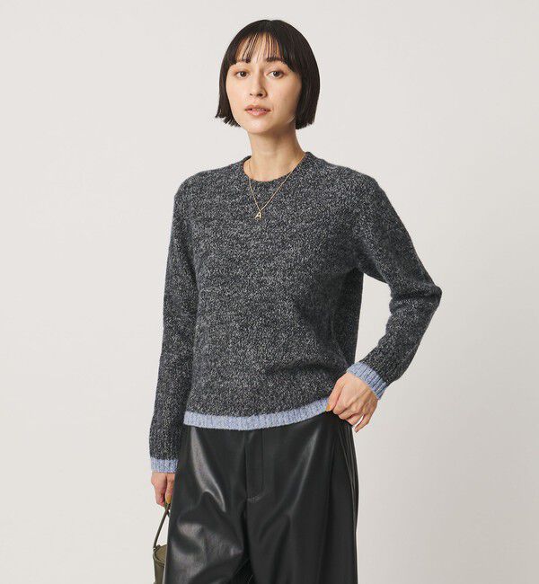 UNITED ARROWS「ミックスカラー クルーネック ニット」|ニット・セーター|BLACK