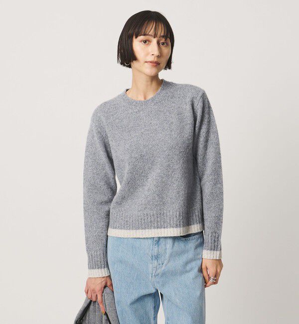 UNITED ARROWS「ミックスカラー クルーネック ニット」|ニット・セーター|MD.GRAY