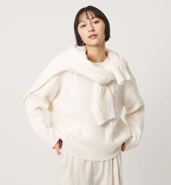 UNITED ARROWS「ケーブル クルーネック ニット」|ニット・セーター|OFF WHITE
