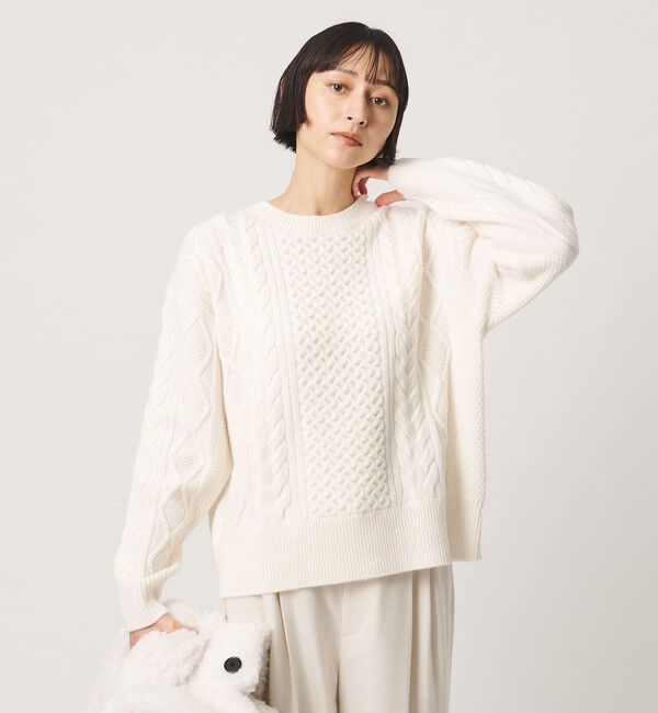 UNITED ARROWS「ケーブル クルーネック ニット」|ニット・セーター|