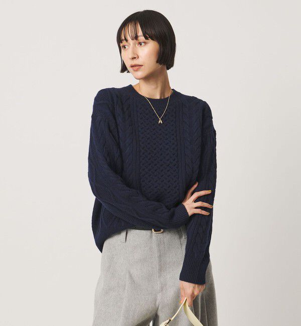 UNITED ARROWS「ケーブル クルーネック ニット」|ニット・セーター|