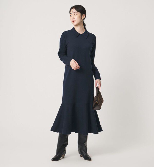 UNITED ARROWS「ポロニット ワンピース」|ワンピース|NAVY