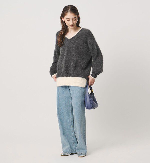 UNITED ARROWS「フォックスカシミヤ スパンコール Vネック ニット」|ニット・セーター|