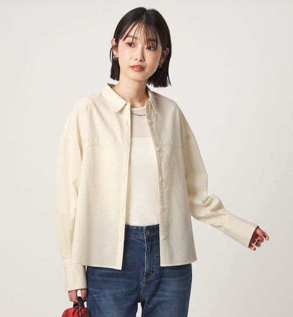 UNITED ARROWS green label relaxing「モール シアー ストライプ シャツ」|シャツ・ブラウス|OFF WHITE