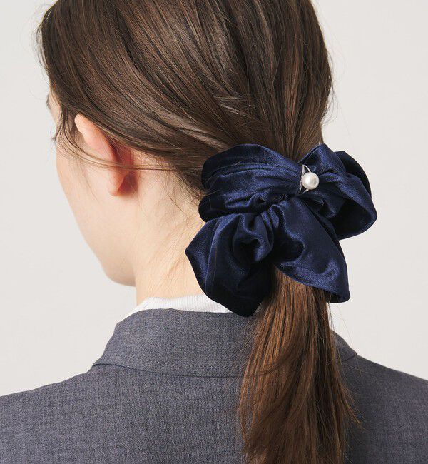 UNITED ARROWS「ベロア リング付き シュシュ」|ヘアゴム・シュシュ|NAVY