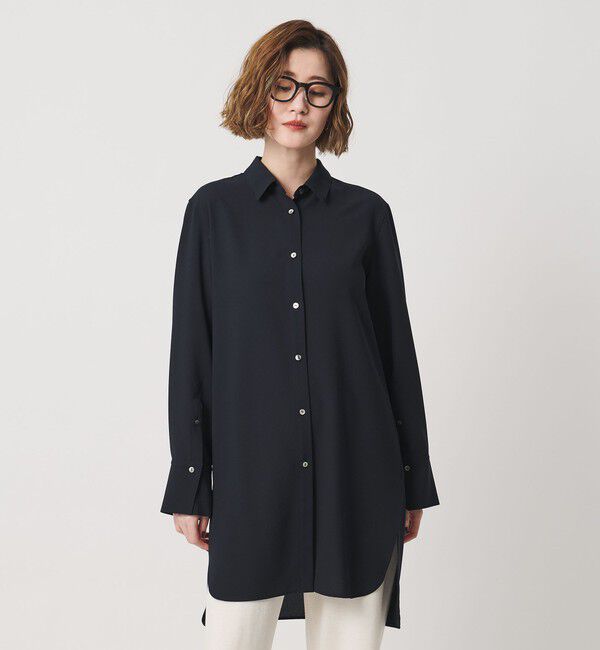 conte「＜conte＞ジョーゼット チュニックシャツ」|シャツ・ブラウス|NAVY
