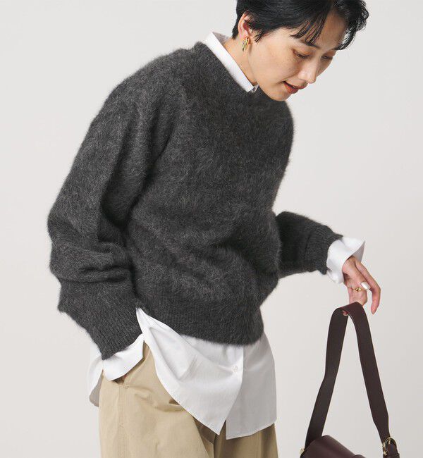 UNITED ARROWS「フォックスカシミヤ クルーネック ショート ニット」|ニット・セーター|