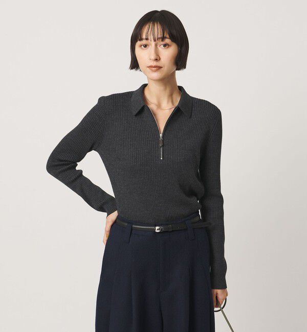 UNITED ARROWS「ウール リブ ジップ ポロニット」|ニット・セーター|
