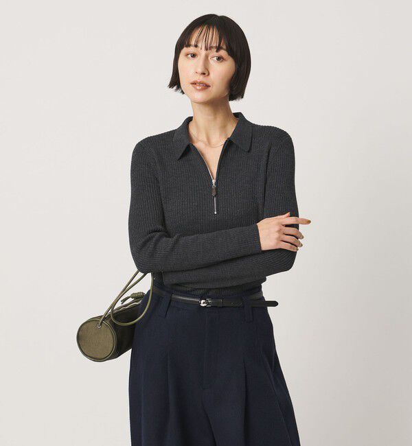 UNITED ARROWS「ウール リブ ジップ ポロニット」|ニット・セーター|