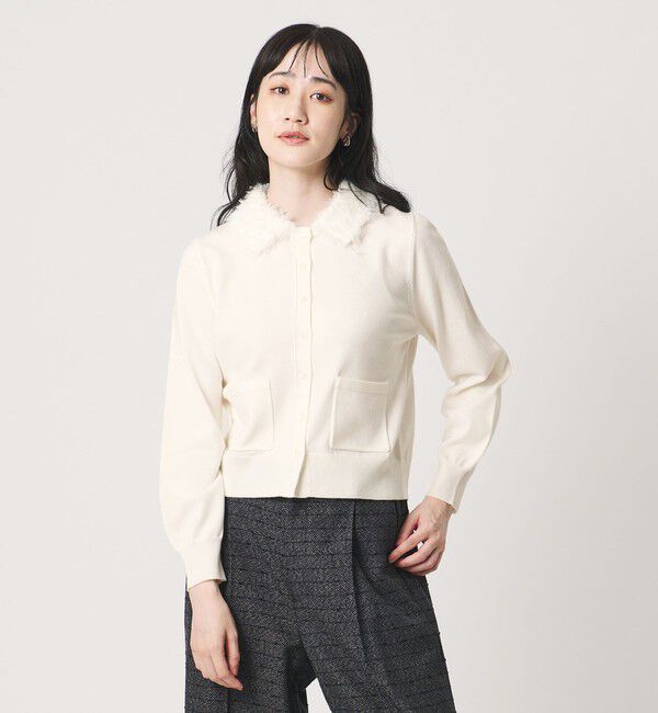 UNITED ARROWS「ファーリー ニット カーディガン」|カーディガン|OFF WHITE
