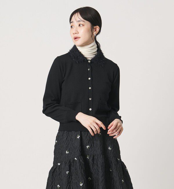 UNITED ARROWS「ファーリー ニット カーディガン」|カーディガン|
