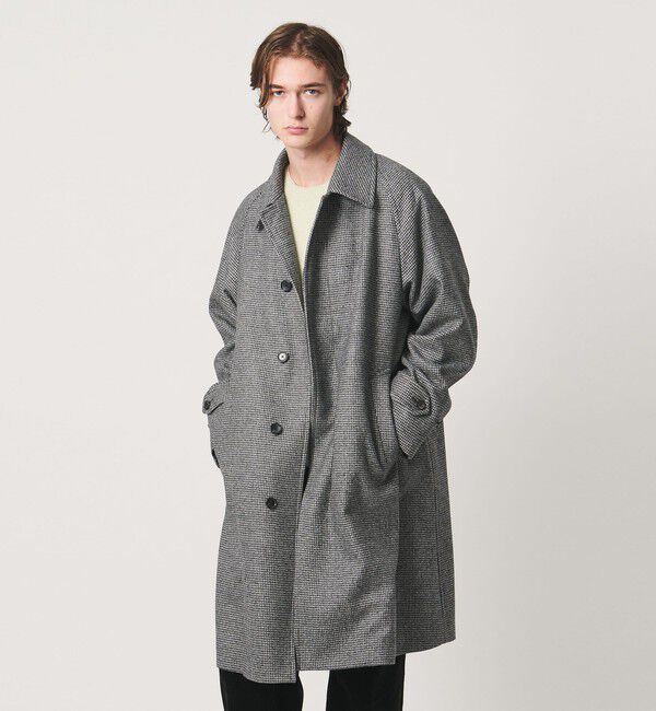 UNITED ARROWS「ウーステッド メルトン ハウンドトゥース バルマカーンコート」|ステンカラーコート|