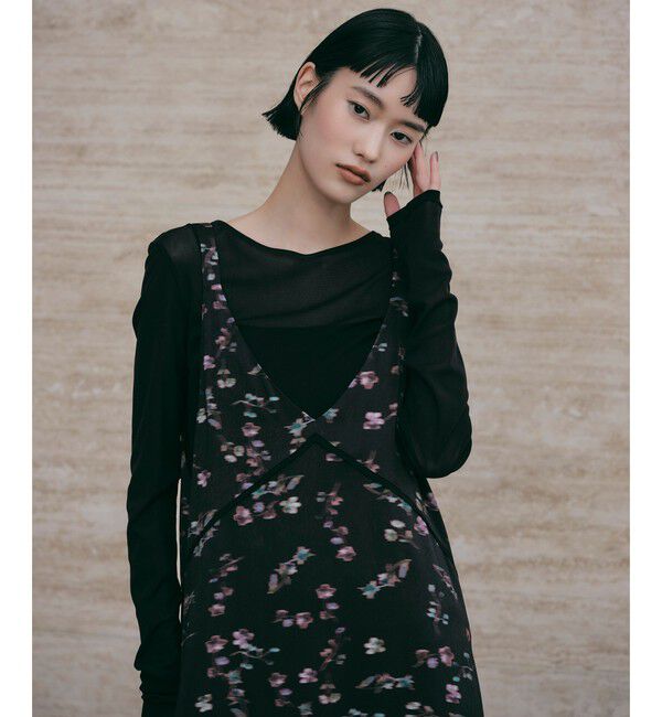 EMMEL REFINES「＜EMMEL REFINES＞EM ピーチサテン フラワープリント ジャンスカ」|ワンピース|