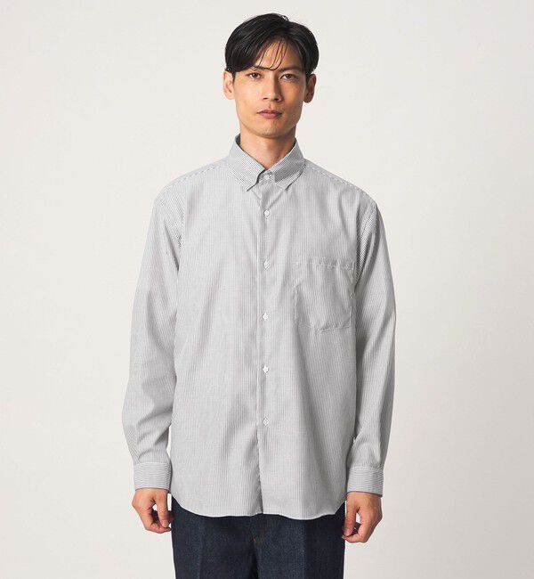 UNITED ARROWS green label relaxing「エブリット コットン ストライプ リラックス スナップ ボタンダウン シャツ -イージーアイロン-」|シャツ・ブラウス|
