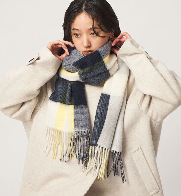 UNITED ARROWS green label relaxing「ウールリバーシブル チェックマフラー」|ストール|YELLOW