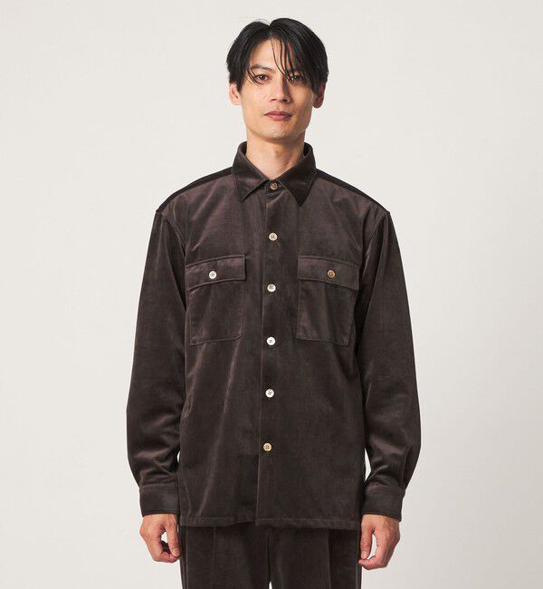 UNITED ARROWS green label relaxing「ポリエステル ベロア フラップ 2パッチポケット シャツ羽織り」|シャツ・ブラウス|