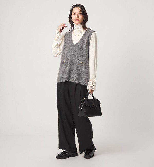 UNITED ARROWS green label relaxing「テレコ ソデ レース タートルネック プルオーバー」|Tシャツ・カットソー|