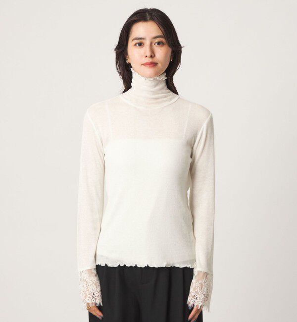 UNITED ARROWS green label relaxing「テレコ ソデ レース タートルネック プルオーバー」|Tシャツ・カットソー|