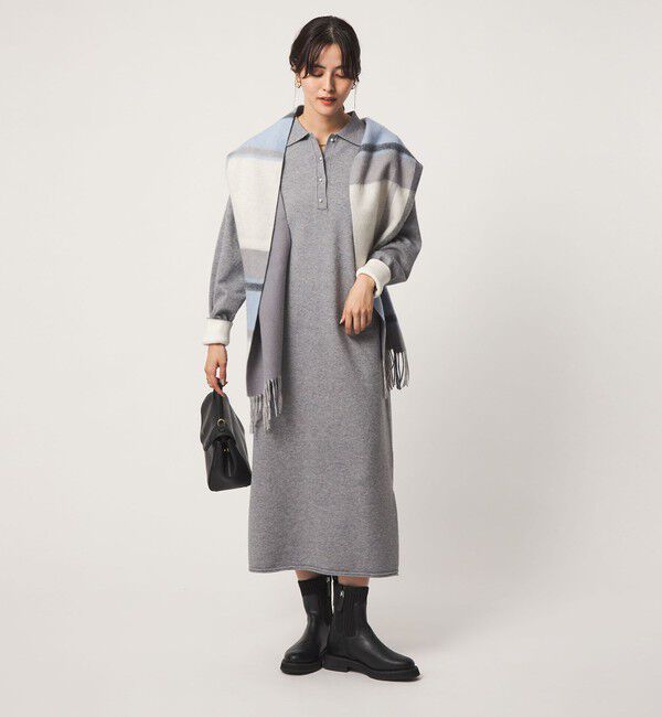 UNITED ARROWS green label relaxing「フェイクパール ボタン ニット ワンピース ウォッシャブル」|ワンピース|MD.GRAY
