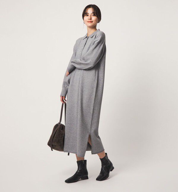 UNITED ARROWS green label relaxing「フェイクパール ボタン ニット ワンピース ウォッシャブル」|ワンピース|