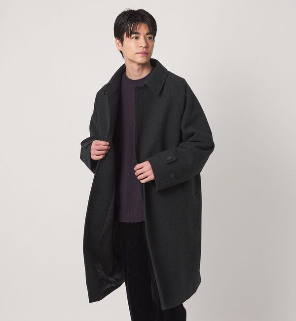 UNITED ARROWS green label relaxing「FINE BASIC ウール ツイード ステンカラー コート」|ステンカラーコート|DK.GREEN