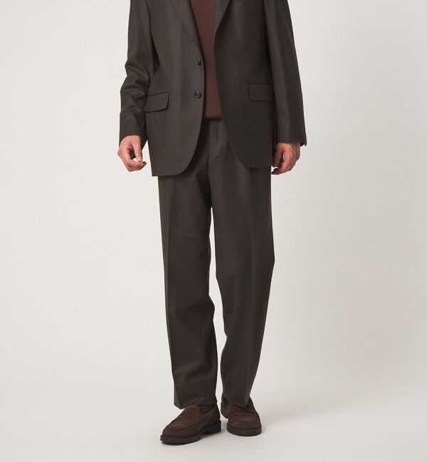 UNITED ARROWS green label relaxing「GLR CLOTH フラノ RLX/RG 2プリーツ スラックス セットアップパンツ」|スラックス|DK.BROWN