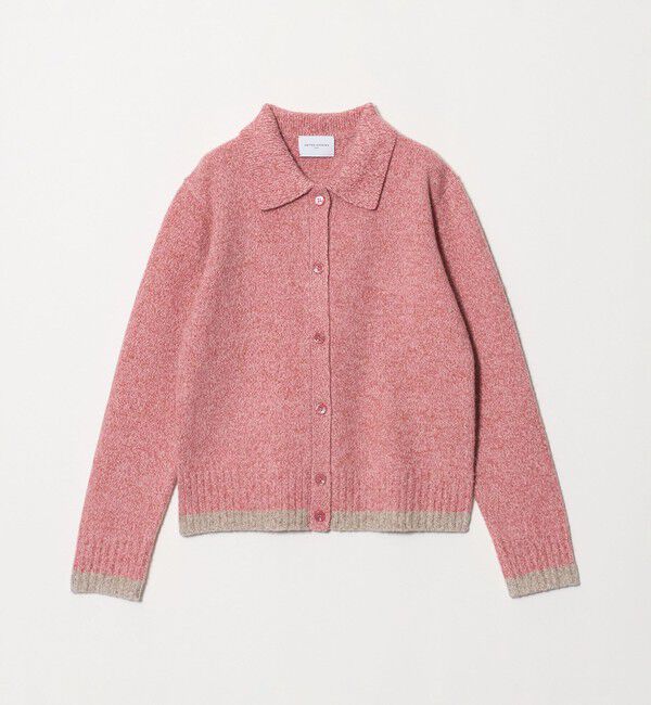 UNITED ARROWS「ミックスカラー ポロニット カーディガン」|カーディガン|PINK