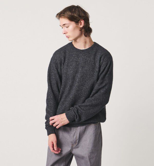 UNITED ARROWS「デラべ ヘアリー クルーネック ニット」|ニット・セーター|BLACK